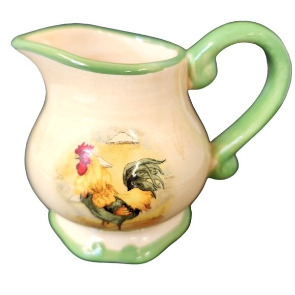 Gibson Royal Rooster Pitcher Hand Painted Creamer Ceramic Dishwasher Microwave S - Picture 1 of 8